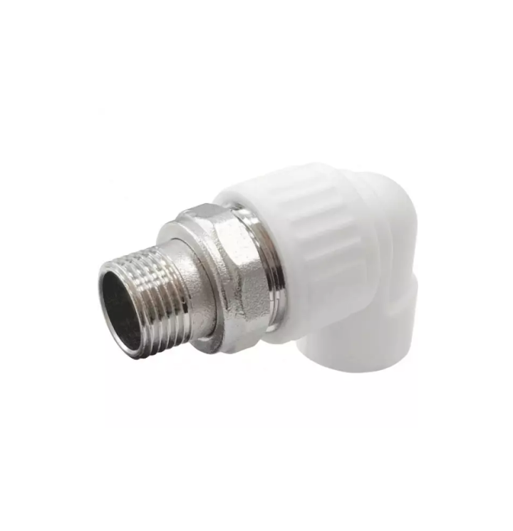 Угольник PP-R белый комбинированный разъемный Дн20х3/4" НР д/рад VALFEX 10238112