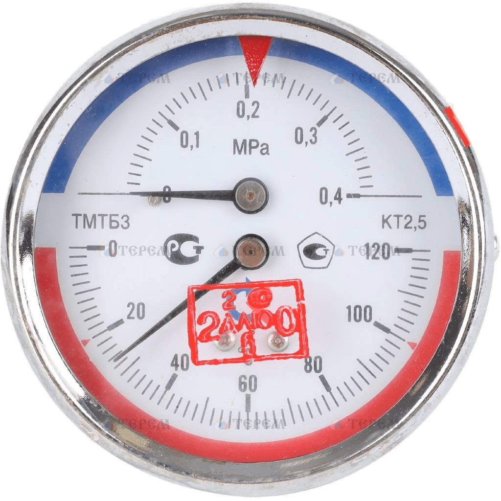 Термоманометр Росма ТМТБ-31Т. (0-120С (0-0,4MPa) G1/2 2,5