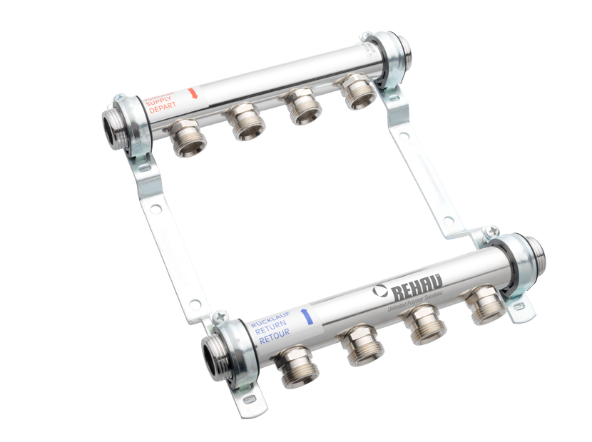 Коллектор Rehau 1", HLV 6, выход-3/4" ЕК, нержавеющая сталь