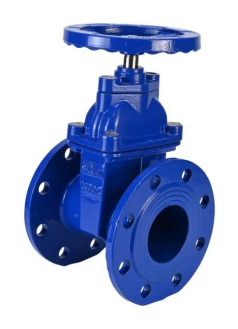 Задвижка клиновая 30ч39р (аналог МЗВ) DN.ru GVWN1414E-2W-F-S blue Ду150 Ру10/16 фланцевая, корпус - чугун GGG50, уплотнение - EPDM, со штурвалом и невыдвижным штоком, цвет - синий