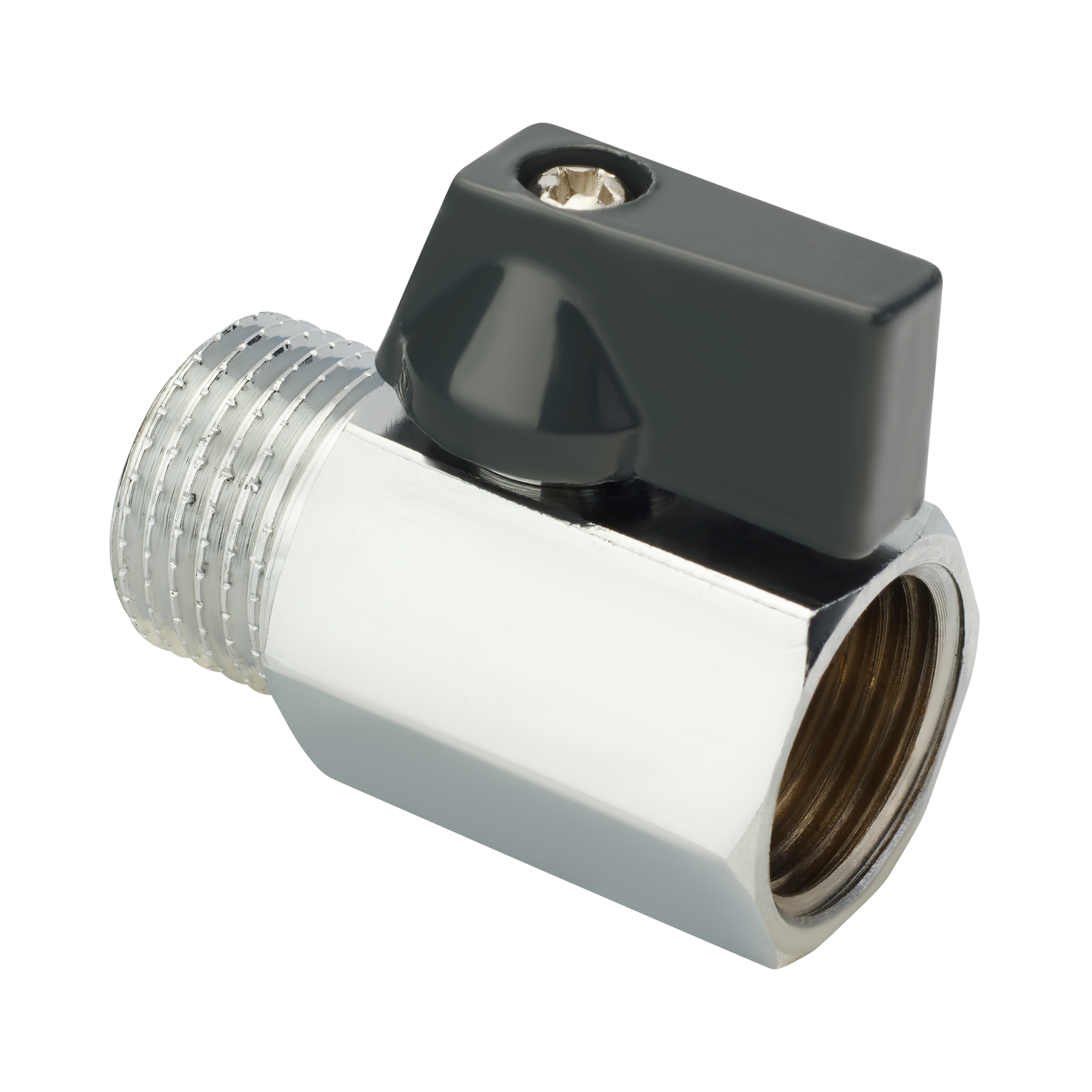Кран шаровый AQUALINK MINI НН 1/2 хром (черная ручка)