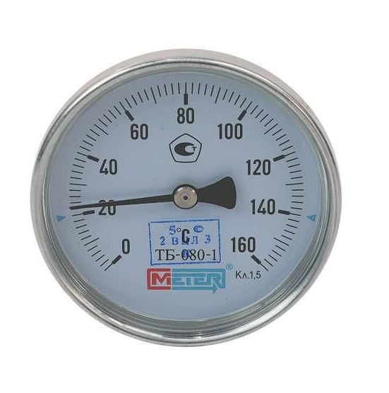Термометр биметалл ТБ80 160С Дк80 L=80 G1/2" осев Метер