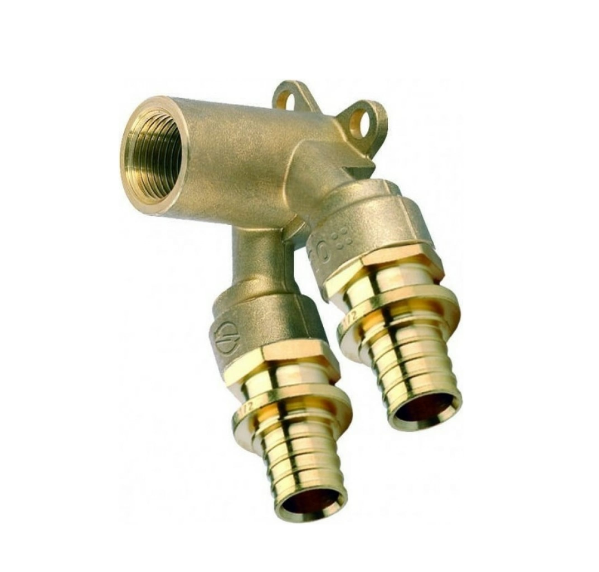 Угольник настенный, проточный, двойной, В, 20, 1/2", латунь ELSEN