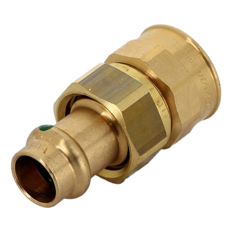 Разъёмное соединение Sanpress с SC-Contur 15x3/4", с плоским уплотнением, с переходом на внутреннюю резьбу, бронза, модель 2262