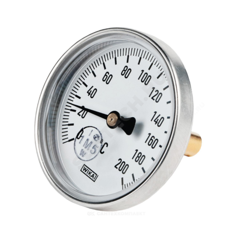 Термометр биметаллический A50.10 200С Дк80 L=100 G1/2" осевой Wika
