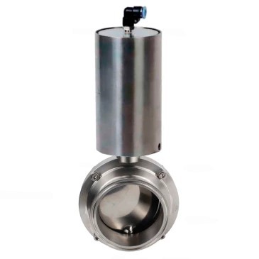 Затвор дисковый поворотный кламповый DN.ru WBV3131E-2W-C-H Ду40 Ру10 корпус - пищевая нержавеющая сталь 304, уплотнение – EPDM, с пневмоприводом DN.ru PA-SA-85 с возвратными пружинами