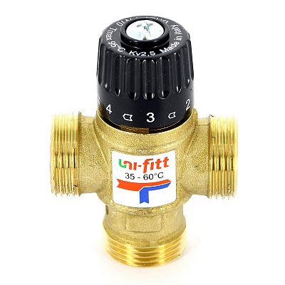 Клапан Uni-fitt Н 1" термосмесительный 35-60°С, Kvs 2,5 смешение боковое