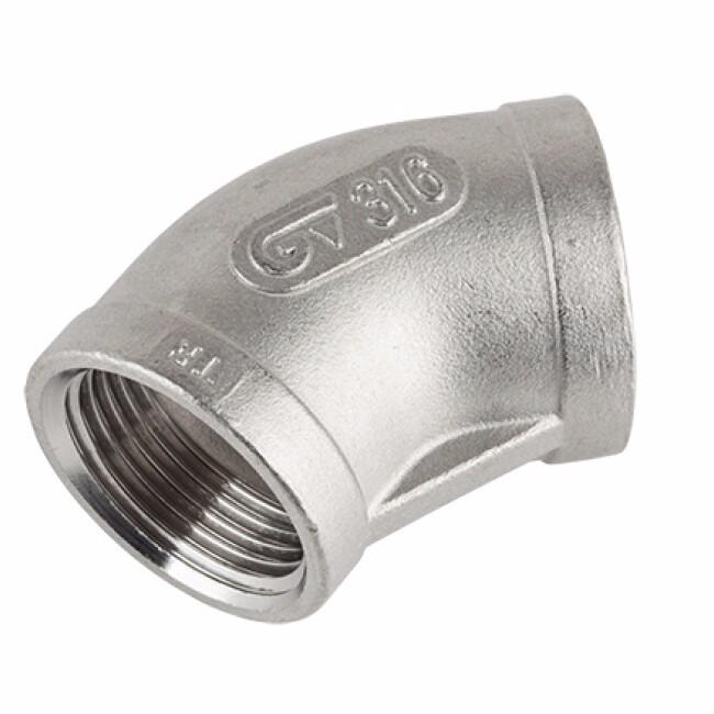 Угольник GENEBRE 0120 04, DN015 (1/2")  PN20, 45 град, корпус - AISI316 (CF8M)  ВР-ВР