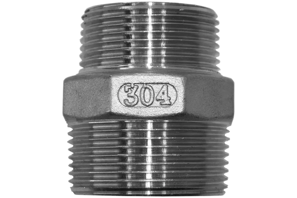 Ниппель резьбовой переходной нержавеющий, AISI304 DN20 х DN10 (3/4" х 3/8")  (CF8)  PN16