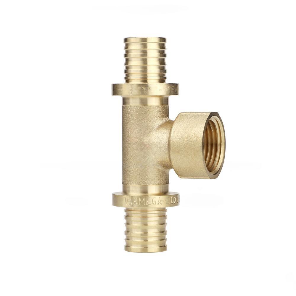 Тройник Varmega Slide-fit с внутренней резьбой 16х1/2" латунный аксиальный