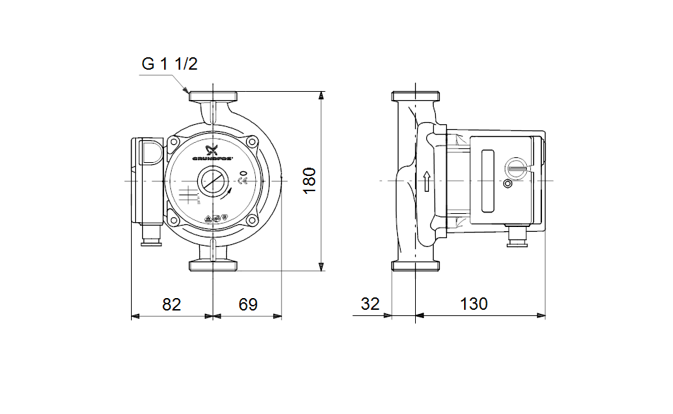 Насос Grundfos UPS25-125 180 1x230V 50Hz 9H
