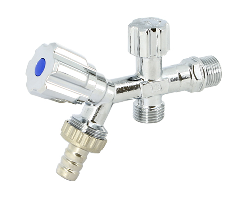 Вентиль двойной Н 1/2" х 1/2" х 3/4" для подключения бачков / смесителей, со штуцером