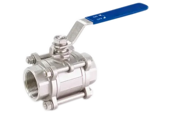 Кран шаровый муфтовый трёхсоставной нержавеющий (3PC)  AISI304 DN15 (1/2")  (CF8)
