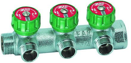 Регулируемый коллектор FAR 1" с 3 отводами М24х19