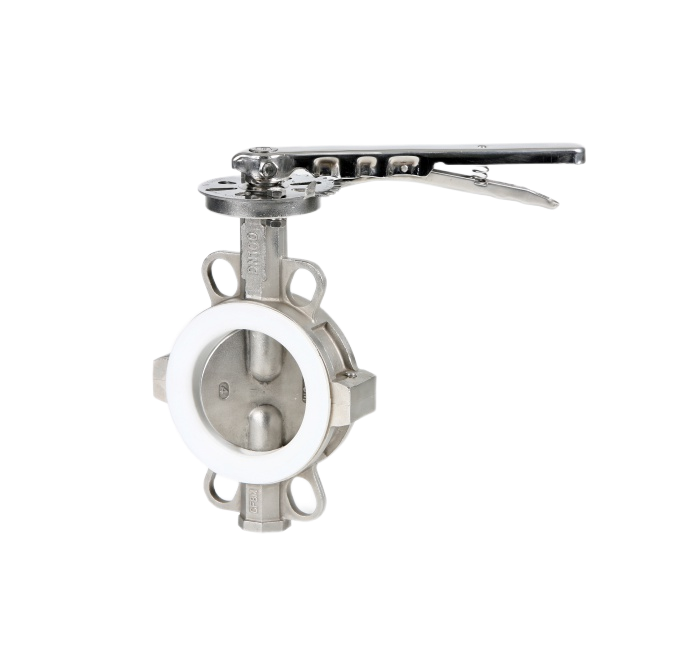 Затвор дисковый поворотный GENEBRE 2104 12 DN100 PN10, корпус - CF8M (AISI316)  диск - CF8M (AISI316)  уплотнение - PTFE, М/Ф, рукоятка, шток 14мм