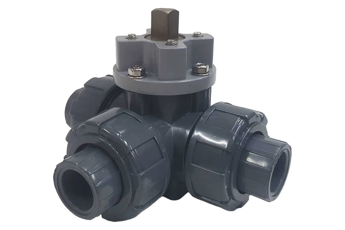 Двухходовой шаровой кран ПВХ TECHNO 3015T-PVC