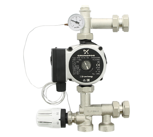 Насосно-смесительная группа SOLOMIX MINI с накидной гайкой 1", с насосом GRUNDFOS UPSO 15-55 130