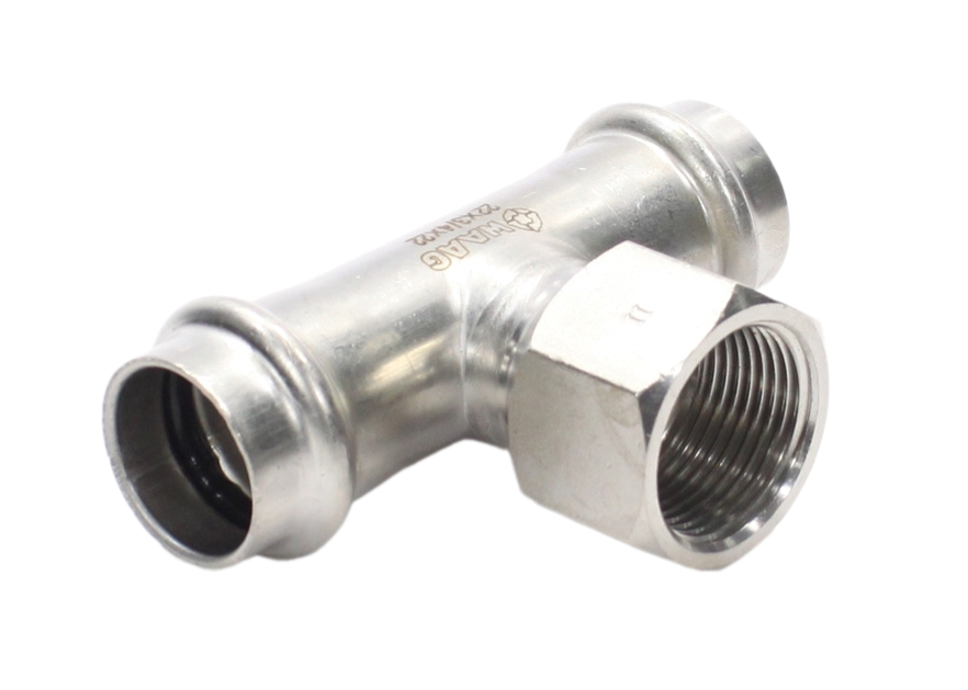 Тройник 22-3/4"-22, WAAG Heavy Inox, пресс-резьба, вн., сталь нержавеющая