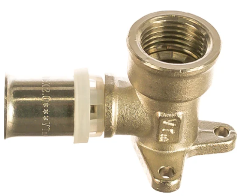 Пресс-фитинг – угольник Valtec VTM.254.N.001604 с креплением (водорозетка)