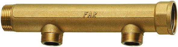 Коллектор FAR 1" с 2 отводами 1/2" 100мм