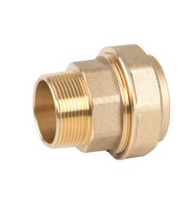 Штекер разъемный GENEBRE 0017 06, DN025 (1" x PE32)  PN16, прямой, компрессионный, полнопроходной, латунь