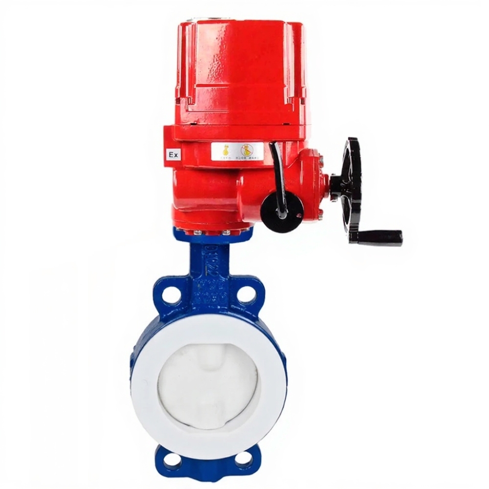 Затвор дисковый поворотный DN.ru WBV3434Pf-2W-Fb-H Ду125 Ру16 корпус - углеродистая сталь WCB, диск - углеродистая сталь WCB, футерованный PTFE, уплотнение - PTFE, с электроприводом DN.ru QT-EX-010EM-O2-220VAC-У1 220В