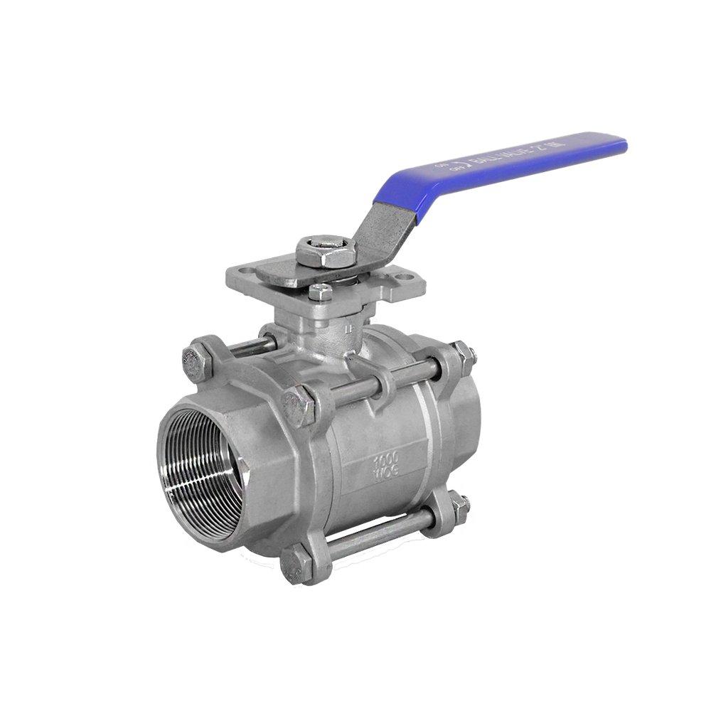 Кран шаровой муфтовый под привод нержавеющий Newkey (3PC)  AISI316 DN32 (1_1/4")  (CF8M)  PN64