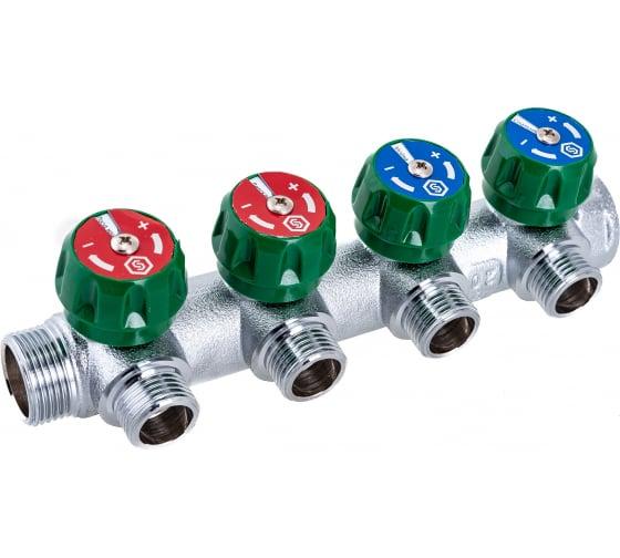 Коллектор STOUT регулирующий SMB-6849-341204 3/4, 4 отвода 1/2 плоское уп.