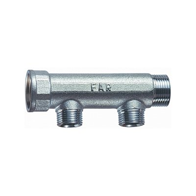 Коллектор FAR 1" (ВР-НР) с 2 отв. 1/2" ВР (межосев. 50 мм)