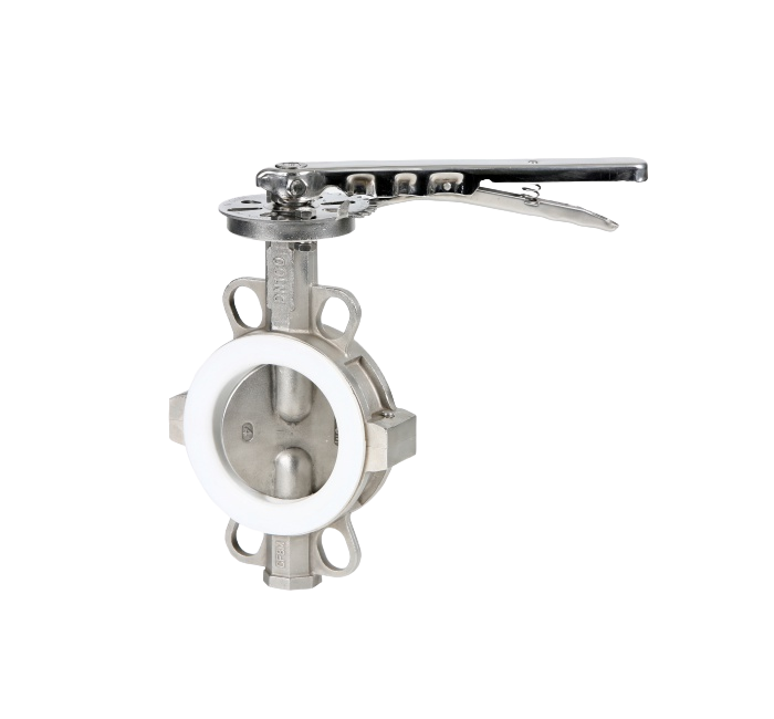 Затвор дисковый поворотный GENEBRE 2104 09 DN050 PN10, корпус - CF8M (AISI316)  диск - CF8M (AISI316)  уплотнение - PTFE, М/Ф, рукоятка, шток 11мм