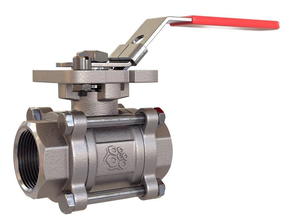 Кран шаровой полнопроходной РАШВОРК 7025 DN040 PN63, CF8M / AISI316 / PTFE, ВР/ВР, ISO 5211, рукоятка-рычаг, кв.14мм