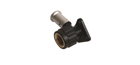 Водорозетка Henco 16-1/2" PKG 2 пресс-резьба вн. PVDF укороченная с черной заглушкой газ