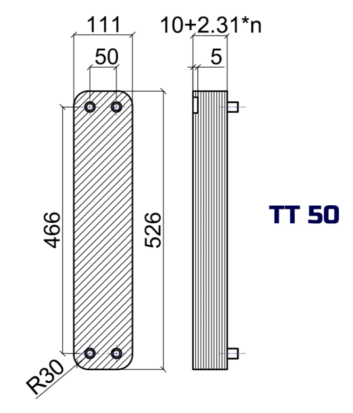 Пластинчатый теплообменник ТТ50R-50Н-4.5