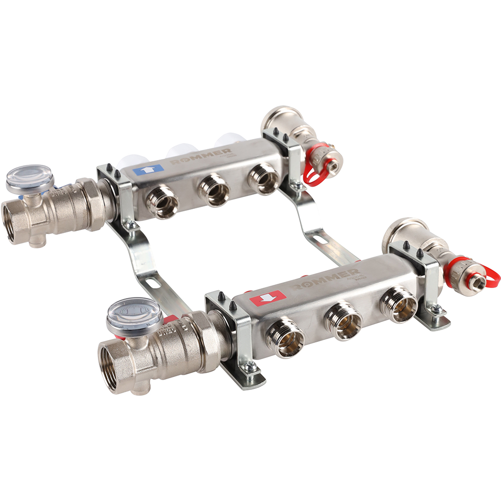 Коллектор из нержавеющей стали с расходомерами ROMMER Rms-3210-000003 на 3 выхода