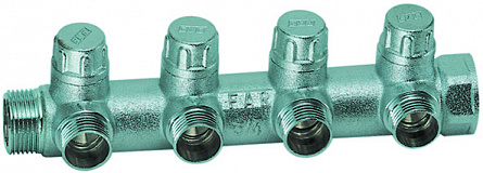 Запорный коллектор FAR 1" 4 отвода М24х19