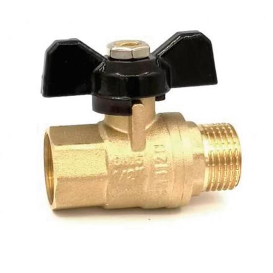 Кран шаровой Vieir 3/4" F/М (бабочка) усилен. желтый