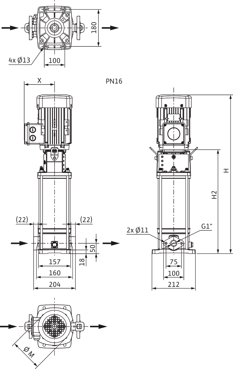 Насос Wilo HELIX V 206-1/16/E/S/400-50