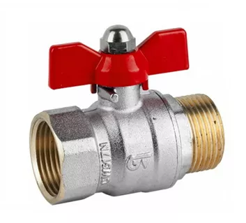Кран шаровой полнопроходной GENEBRE 3038 06 DN025 PN25, корпус-латунь, шар-латунь, уплотнение шара-PTFE, НР/ВР, ручка-бабочка (красная)