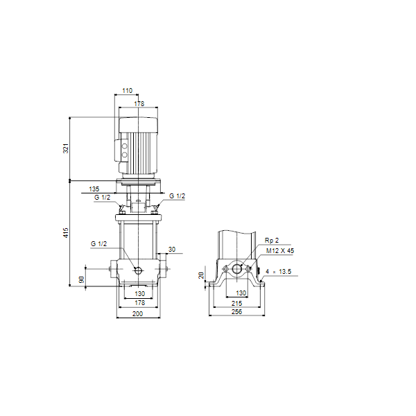 Насос вертикальный многоступенчатый центробежный Grundfos CR 15-2 A-F-A-E-HQQE 96501698