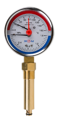 Термоманометр ЭКОМЕРА 160С 1,6МПа Дк80 G1/4"радиальный в/к перех G1/2" L=60мм