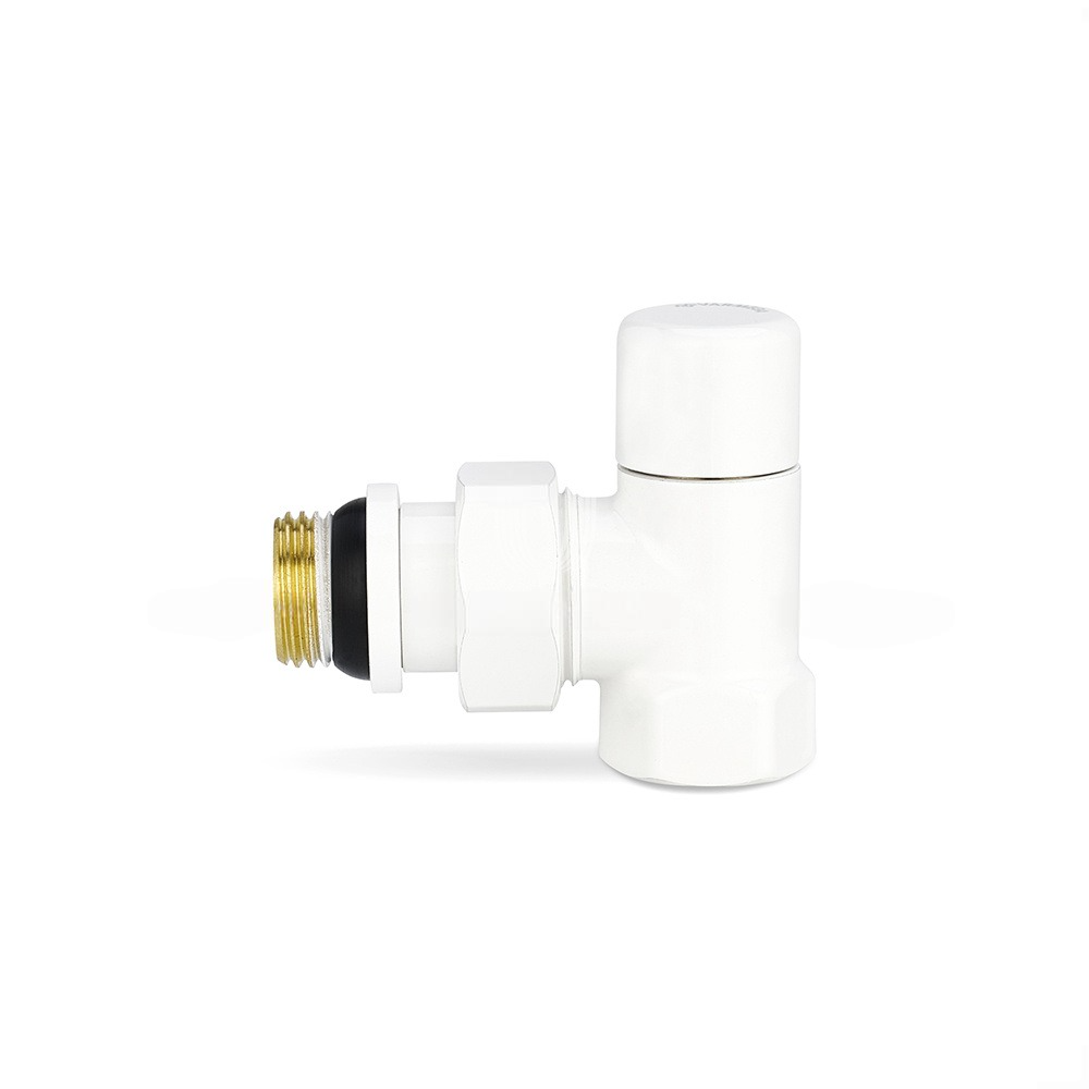 Запорный радиаторный клапан Varmega, 1/2", угловой, белый
