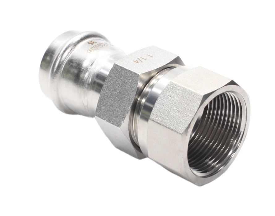 Американка 35-1 1/4", WAAG Heavy Inox, пресс-резьба, вн., сталь нержавеющая