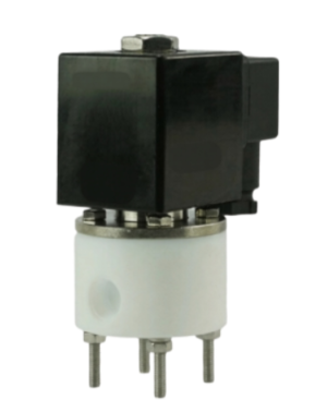 Клапан электромагнитный DN.ru VS841-VT-NC-24VDC 1/2″ Ду15 Ру2 соленоидный двухходовой, корпус - PTFE с антикоррозийным покрытием, уплотнение - VITON, резьбовой, прямого действия, нормально закрытый, катушка - 24В