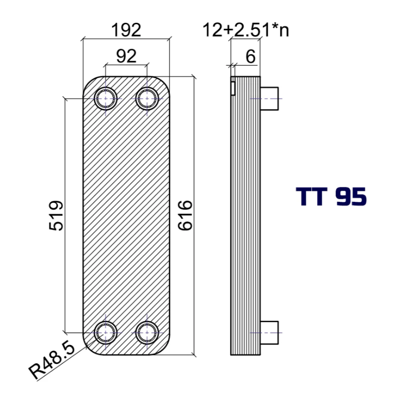 Теплообменник паяный ТТ ТТ95С-60М-3.0
