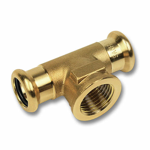 Тройник Sanha 8000 22-1/2"-22 пресс-резьба внутренняя бронза