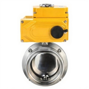 Затвор дисковый поворотный DN.ru WBV3131E-2W-T-H Ду100 Ру10 пищевая нержавеющая сталь 304, уплотнение - EPDM, резьбовой, с электроприводом DN.ru QT-N-005EM-O1-380VAC-У1 380В