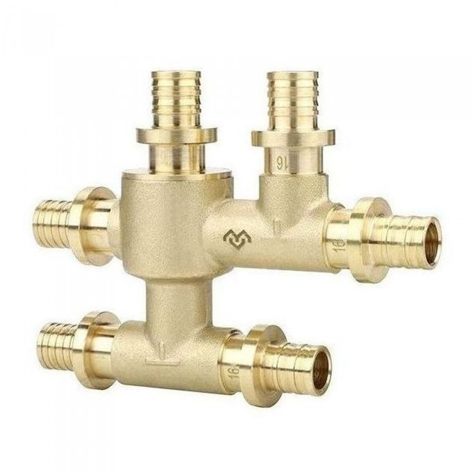 Блок VARMEGA Slide-fit латунный шестивыводной распределительный 20 x 2.8 - 16 x 2.2 - 20 x 2.8