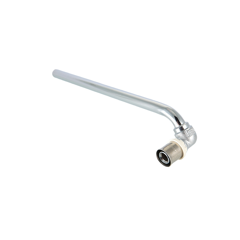 Пресс-фитинг – угольник Valtec VTM.281.RN.002015 с хромированной трубкой
