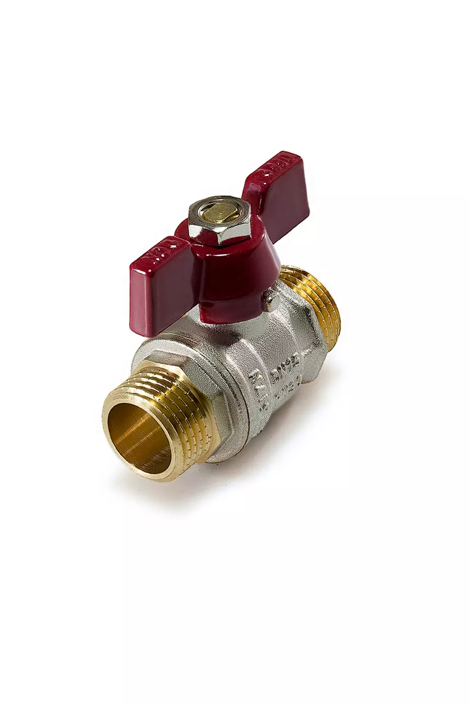 Кран шаровой TIM 3/4 шш «STANDARD» (бабочка красная) никель