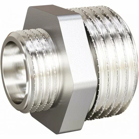Ниппель переходной LD Pride DN 20х15 (3/4"НР х 1/2"НР) латунь никель с биркой